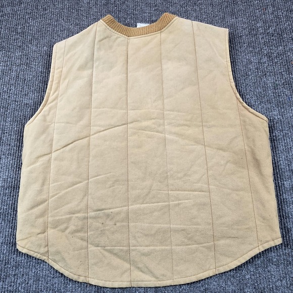 VTG Dickies Vest Mens XL Beige Canvas Quilted Lined Full Zip Insulated Workwear - Picture 2 of 12